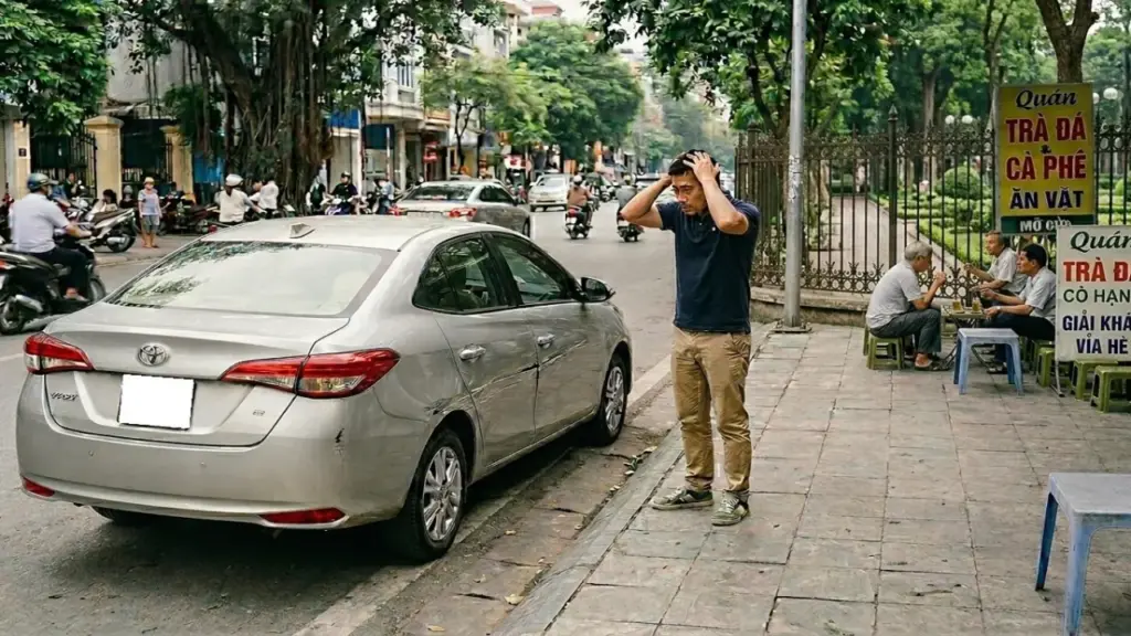 Xe hơi bị viết xước 'trả thù' vì đỗ trước quán trà đá vỉa hè