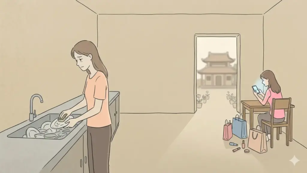 Anh trai cung phụng bạn gái tiểu thư trong khi bố mẹ oằn mình trả nợ