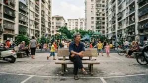 Các ông chú hút thuốc lá phì phèo giữa sân chơi của trẻ con khu nhà tôi