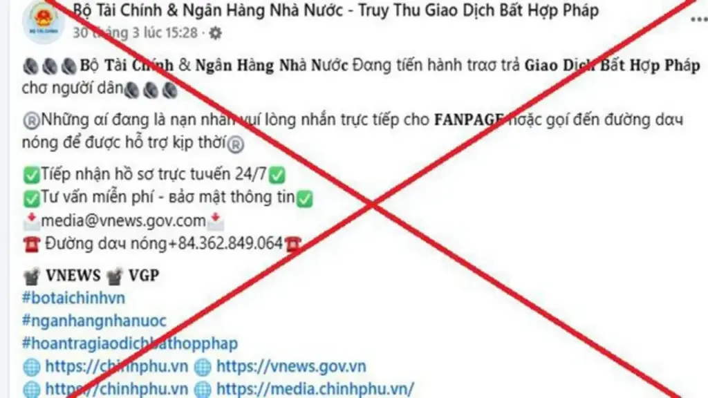 Cảnh báo thủ đoạn giả mạo trang facebook Bộ Tài chính để lừa đảo