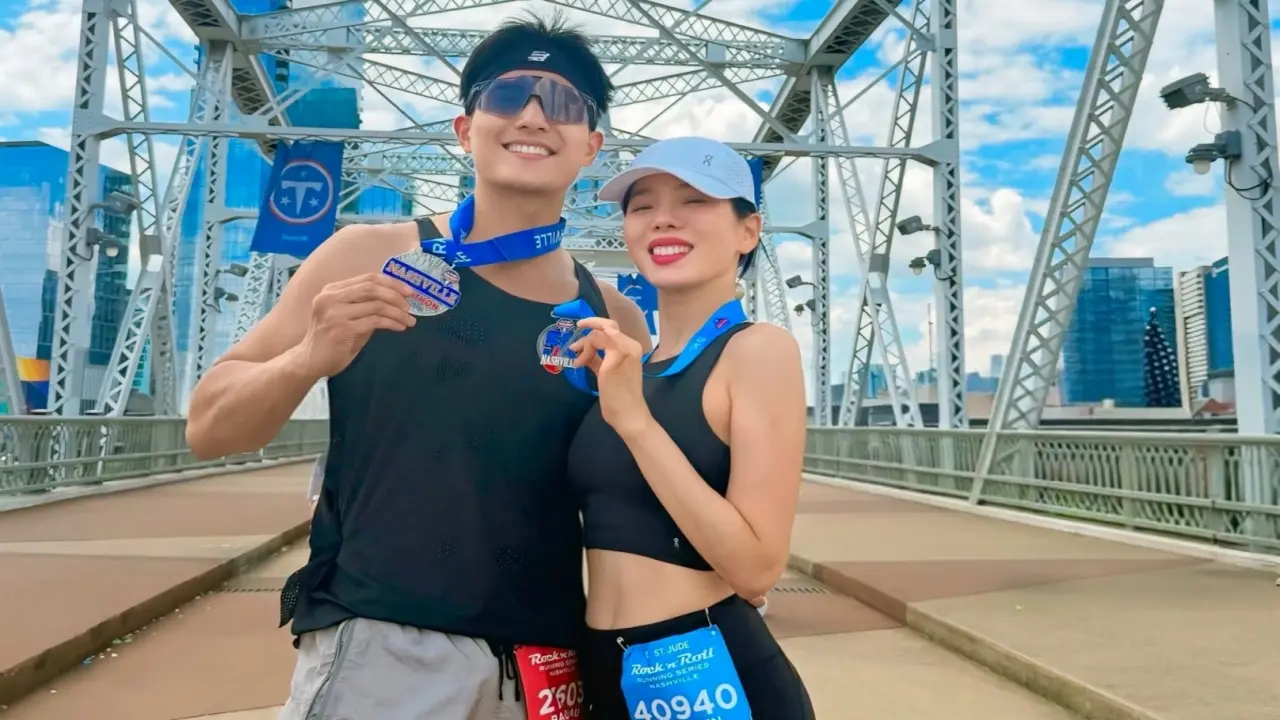 Lệ Quyên cổ vũ Lâm Bảo Châu chạy 42 km ở Mỹ