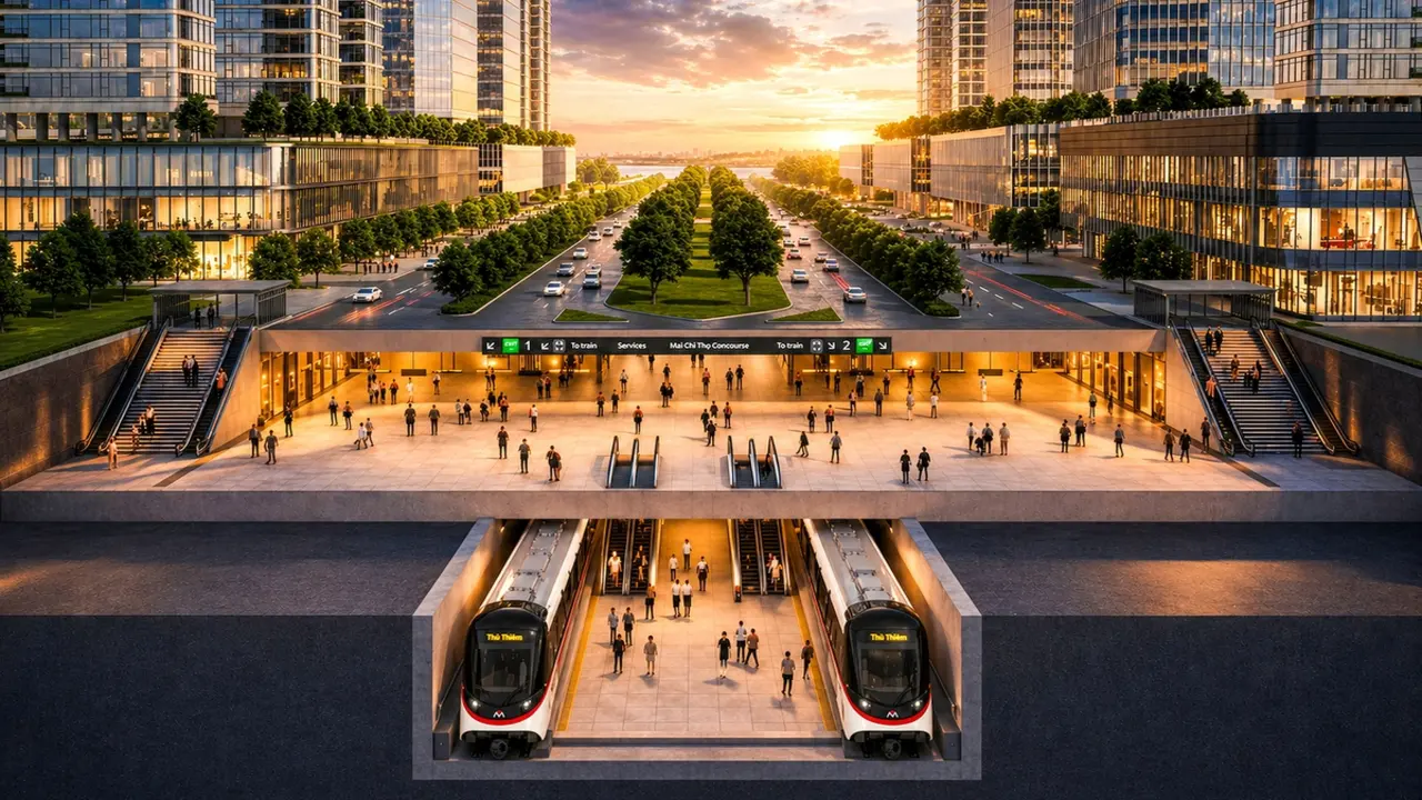 Metro số 2 Bến Thành - Thủ Thiêm định hình trục nối trung tâm TP.HCM với Long Thành