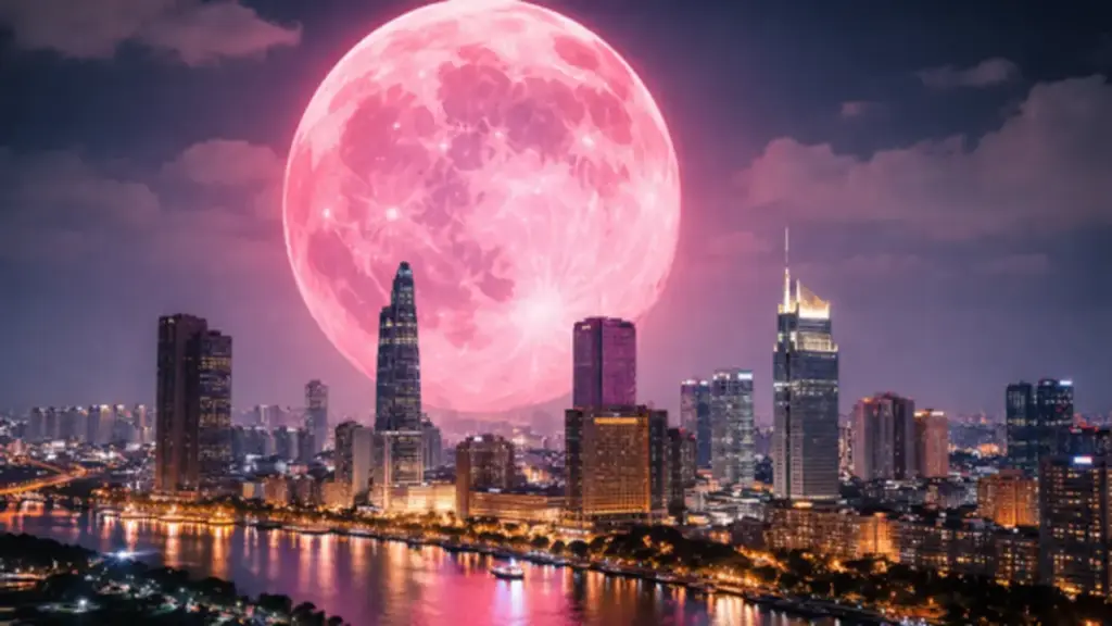 Tối nay rằm tháng 2 trăng hồng sáng rực bầu trời Việt, cạnh chòm sao Xử Nữ