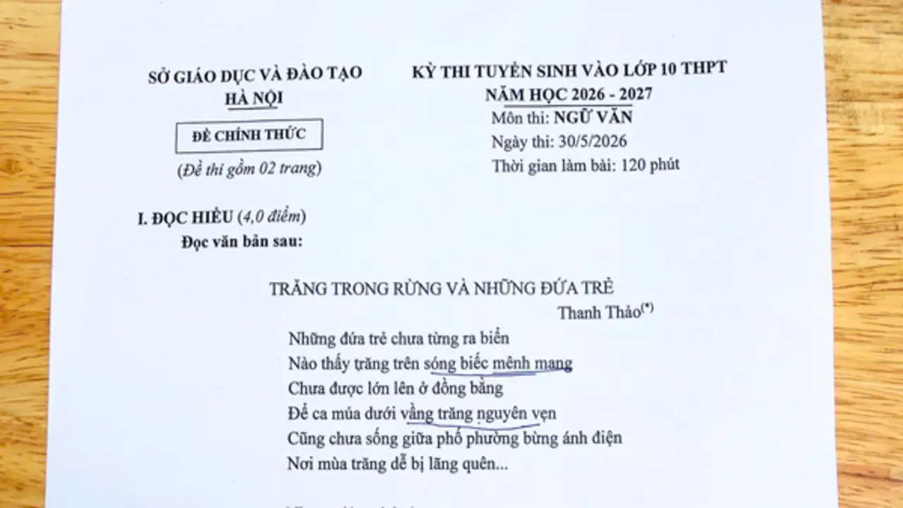 Đáp án môn Ngữ Văn vào lớp 10 Hà Nội