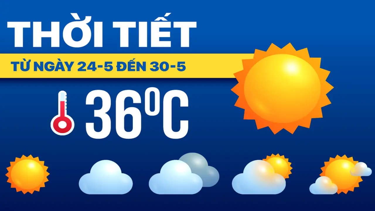 Dự báo thời tiết từ 24-5 đến 30-5: Cả nước nắng nóng diện rộng, chiều tối mưa dông