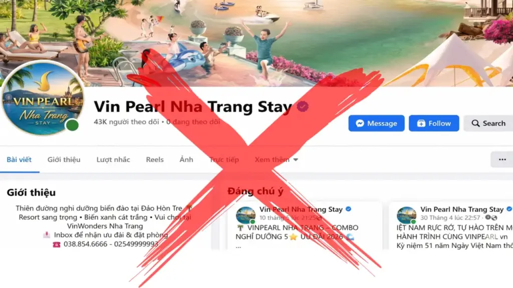 Giả mạo fanpage Vinpearl Nha Trang lừa tiền du khách