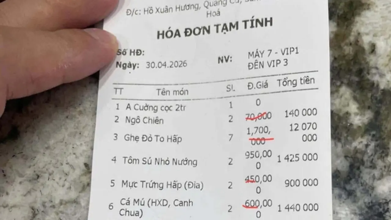 Làm rõ vụ hóa đơn 7 kg ghẹ đỏ giá hơn 12 triệu đồng ở Sầm Sơn