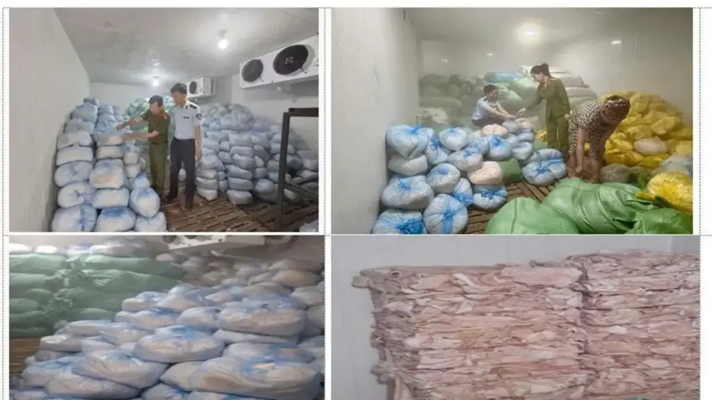 Tạm giữ hơn 14 tấn bì heo không rõ nguồn gốc ở Thanh Hóa