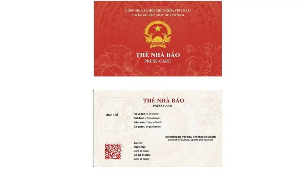 Thẻ nhà báo tích hợp mã QR xác thực trực tuyến