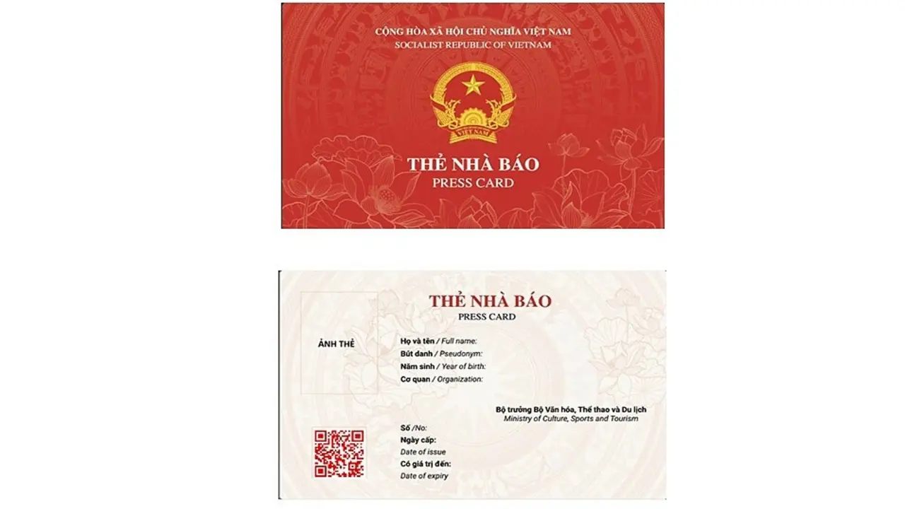 Thẻ nhà báo tích hợp mã QR xác thực trực tuyến