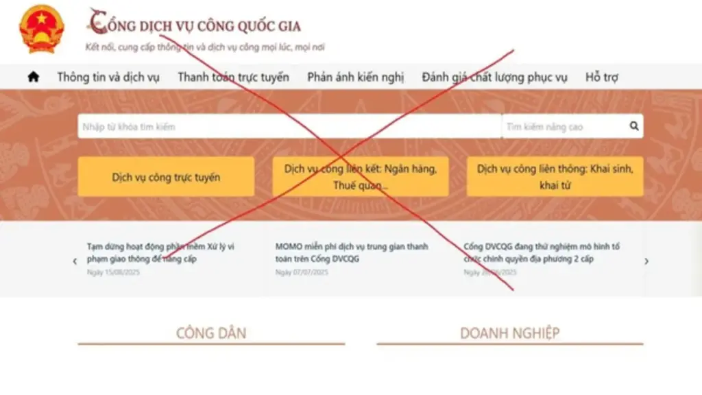 Cảnh báo website giả mạo Cổng Dịch vụ công Quốc gia để lừa đảo