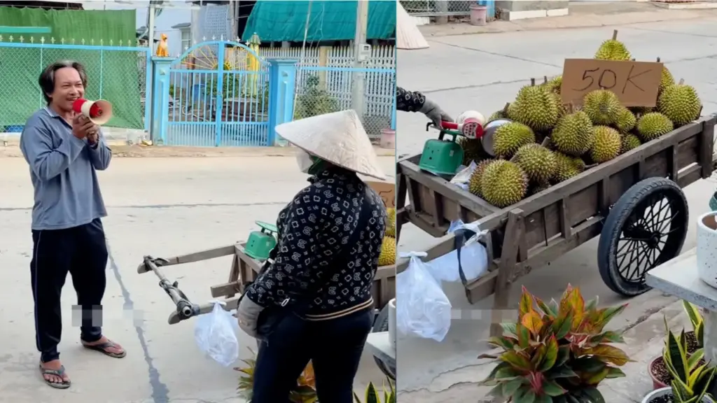 Chú bán bánh bao 'PR miễn phí' giúp cô bán sầu riêng