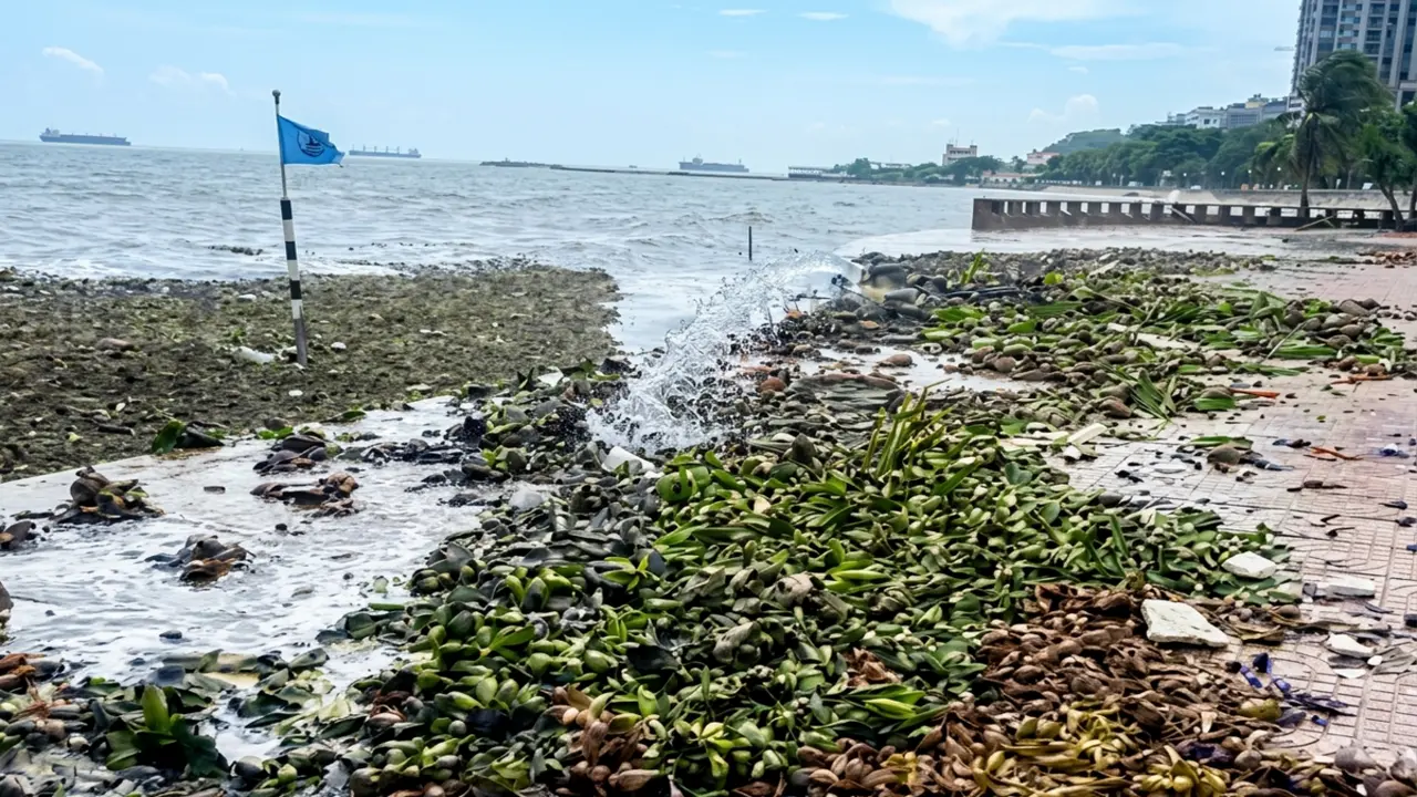 Hàng chục tấn lục bình tràn ngập bãi tắm ở Vũng Tàu