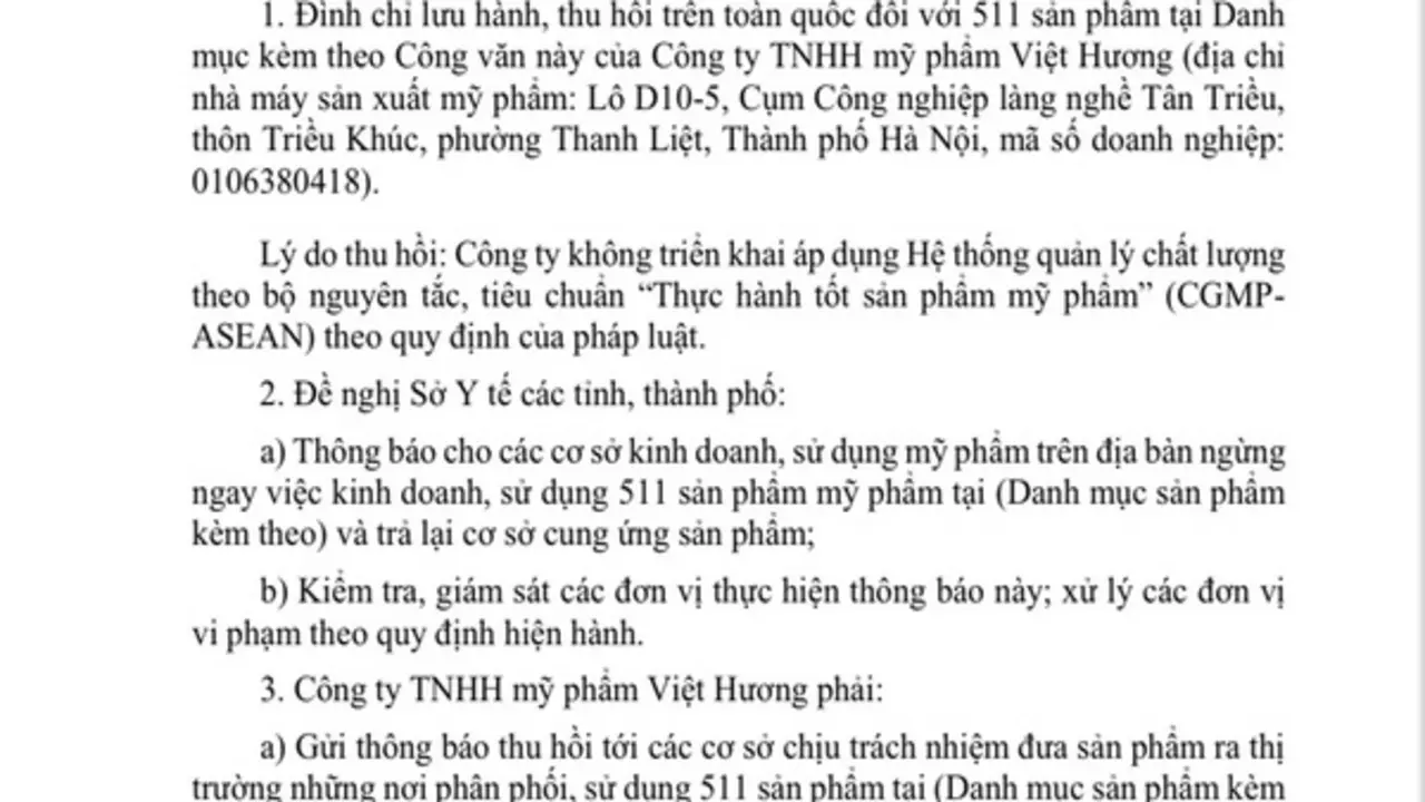 Hơn 500 sản phẩm mỹ phẩm bị yêu cầu thu hồi trong gần 3 tuần qua