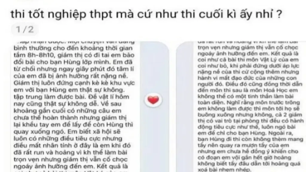 Kết quả xác minh phản ánh giám thị gợi ý học sinh cho bạn xem bài thi