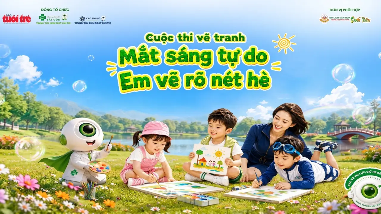 Khởi động cuộc thi vẽ tranh 'Mắt sáng tự do - Em vẽ rõ nét hè' tại Nhà Thiếu nhi TP.HCM