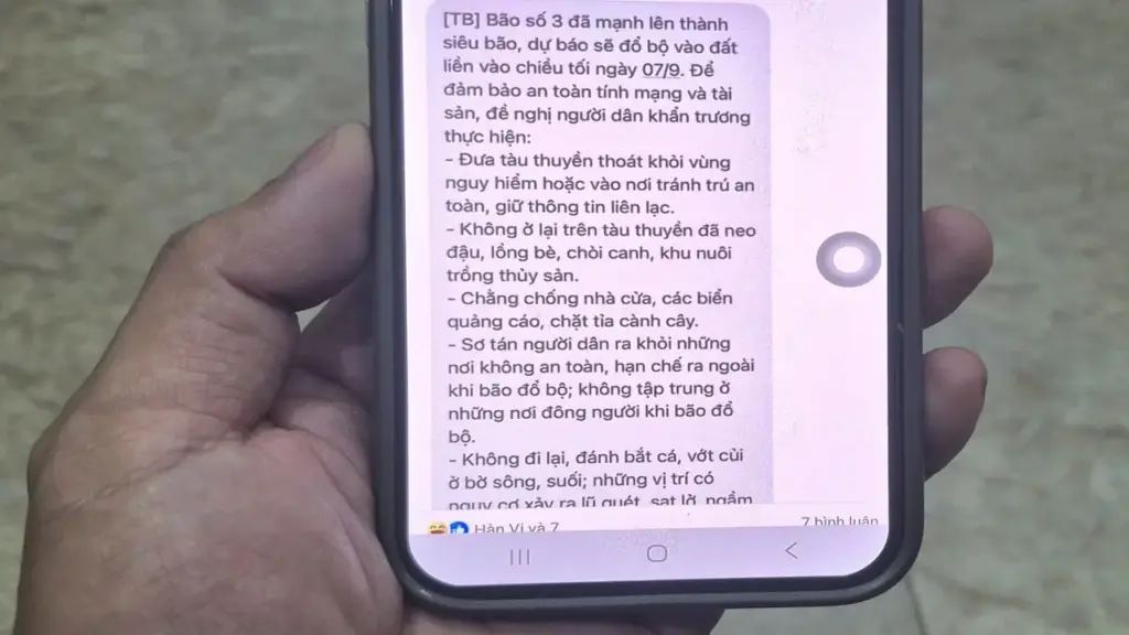 Lỗi kỹ thuật khiến nhiều người dân nhận tin nhắn cảnh báo bão từ năm 2024