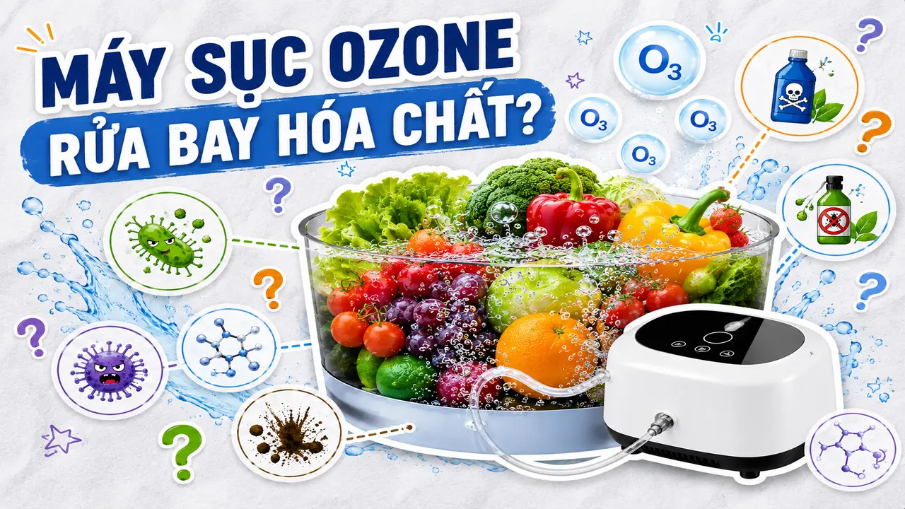 Máy sục ozone có thực sự loại bỏ 99% vi khuẩn, thuốc trừ sâu?
