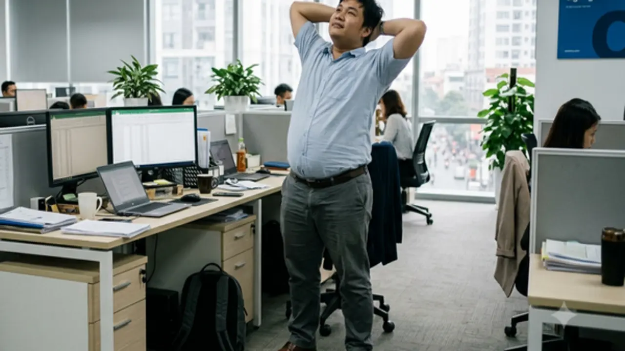 Ngồi nhiều, bụng ngày càng to: 5 phút vận động tại chỗ giúp giảm nguy cơ