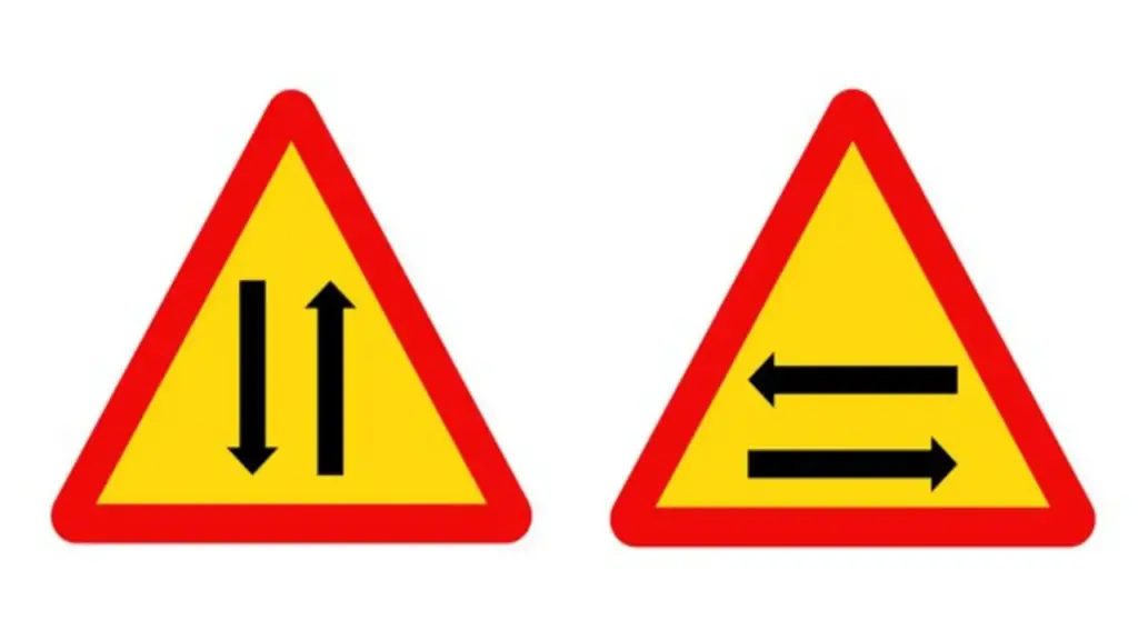 Phân biệt biển báo tam giác viền đỏ, nền vàng nhưng khác hướng mũi tên thế nào?