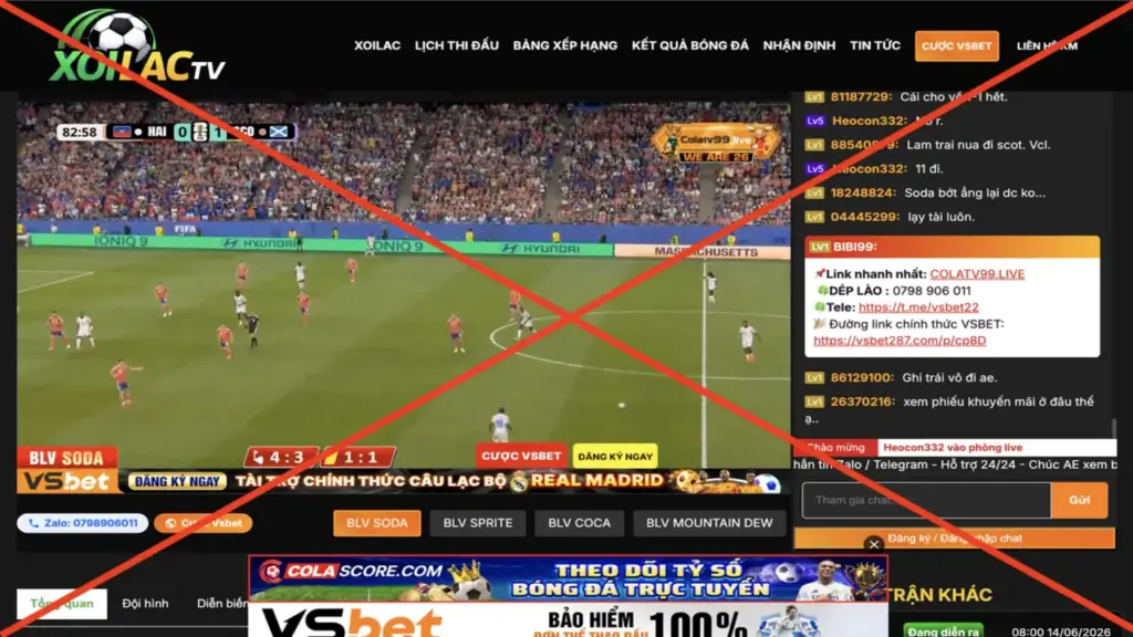 Web trực tiếp World Cup 2026 trái phép vẫn ngập tràn trên mạng