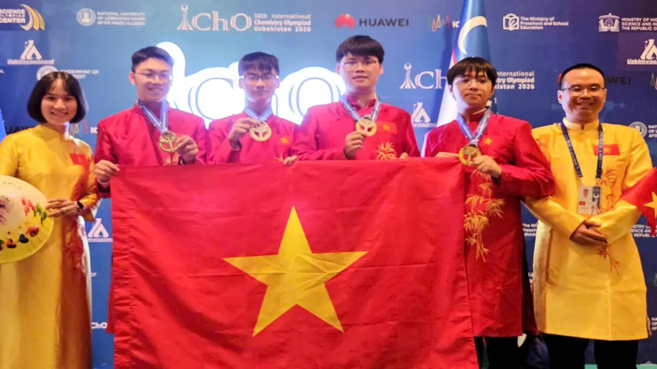 100% học sinh Việt Nam thi Olympic hóa học quốc tế 2026 đoạt huy chương vàng