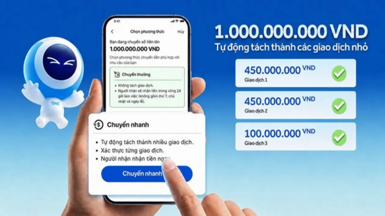 ACB ONE nâng cấp gợi ý tách lệnh chuyển khoản từ 500 triệu đồng trở lên