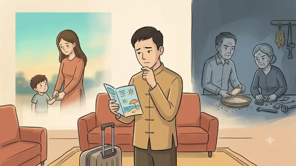 Có nên cho vợ đi du lịch cùng các bạn khi biết bố mẹ sẽ không hài lòng