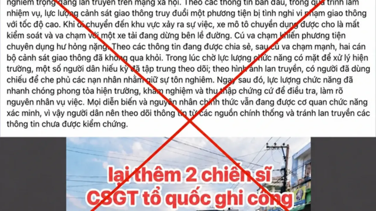 Công an Cà Mau: Thông tin CSGT truy đuổi gây tai nạn là sai sự thật