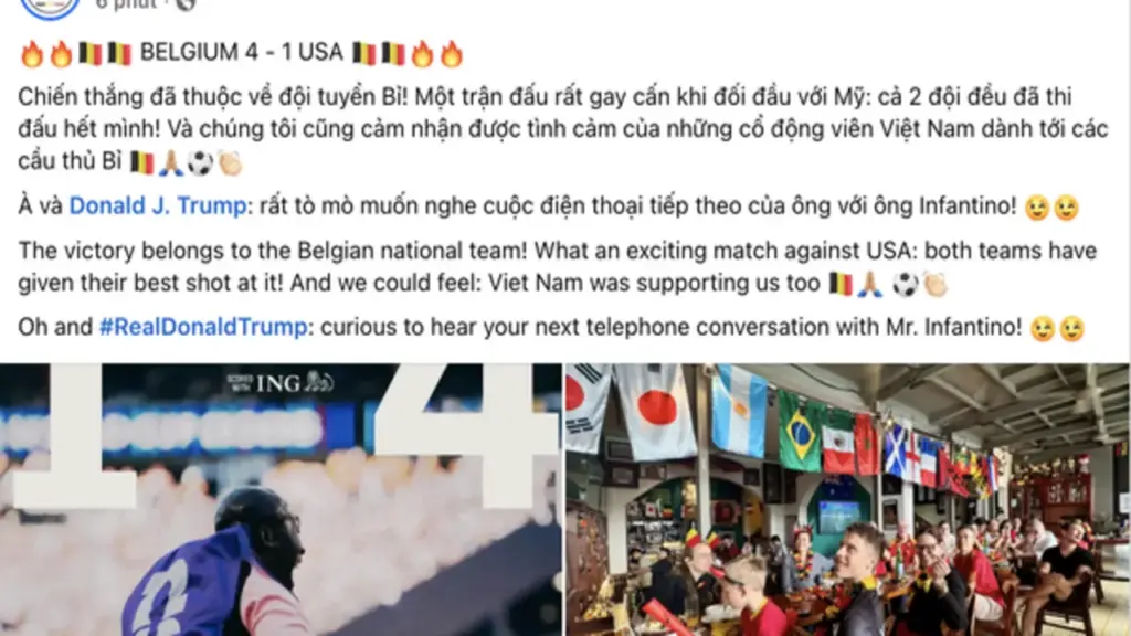 Đội nhà thắng đậm Mỹ, Đại sứ quán Bỉ nhắn nhủ đặc biệt ông Donald Trump