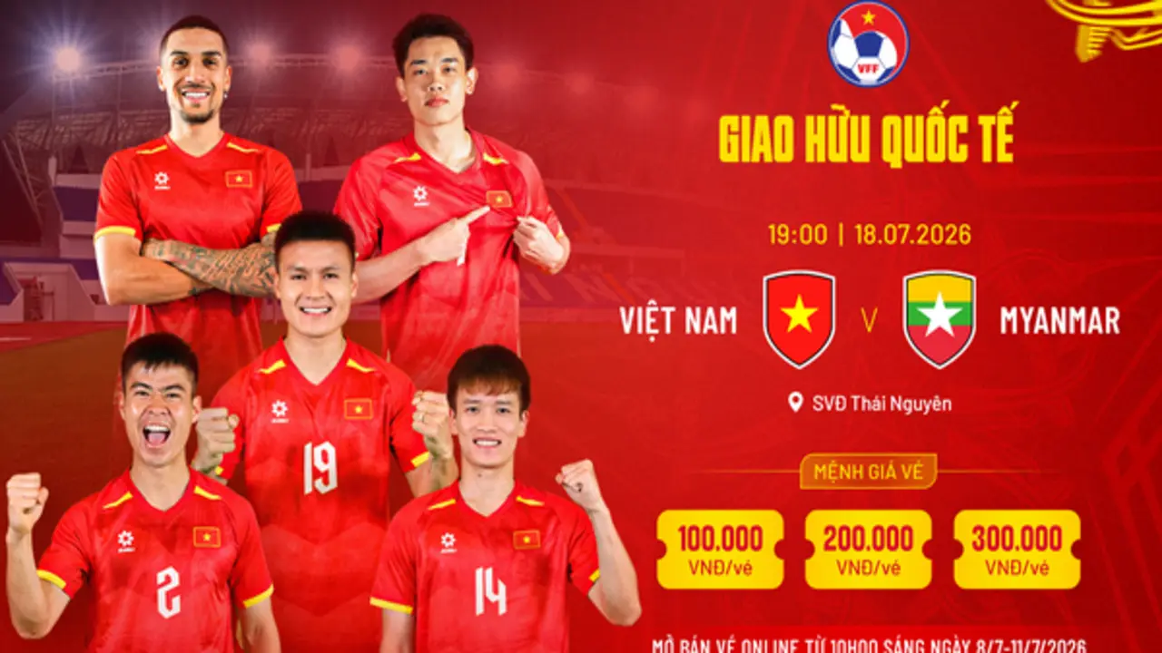 Đội tuyển Việt Nam đá giao hữu Myanmar tại sân Thái Nguyên: Mua vé ở đâu, giá bao nhiêu?