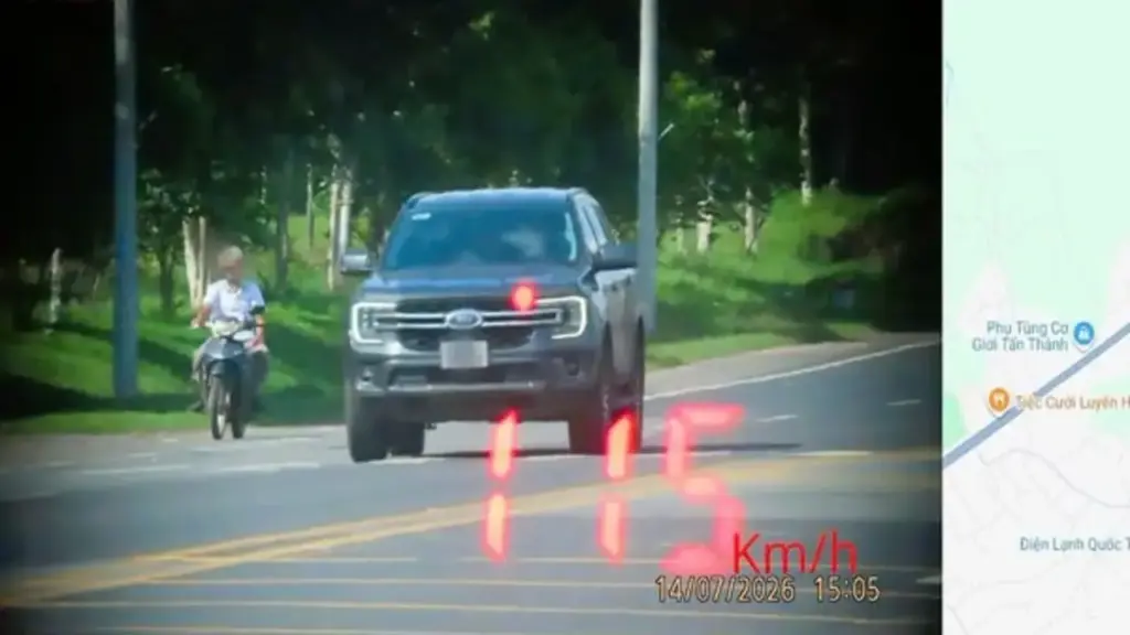 Đồng Nai: Xử lý ô tô chạy 115 km/giờ trên quốc lộ 14