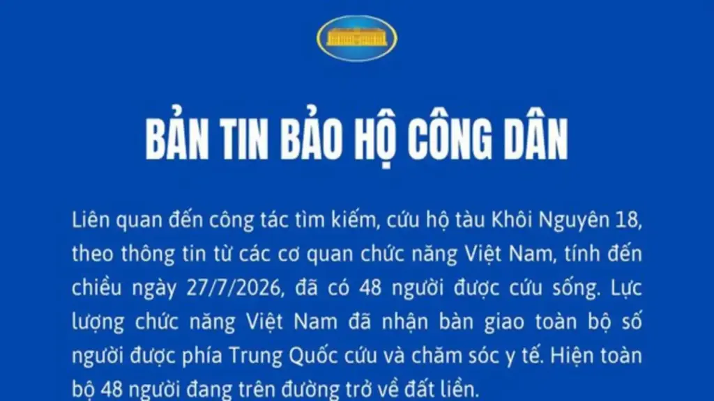 Đưa về đất liền 48 người được cứu trong vụ chìm tàu Khôi Nguyên 18