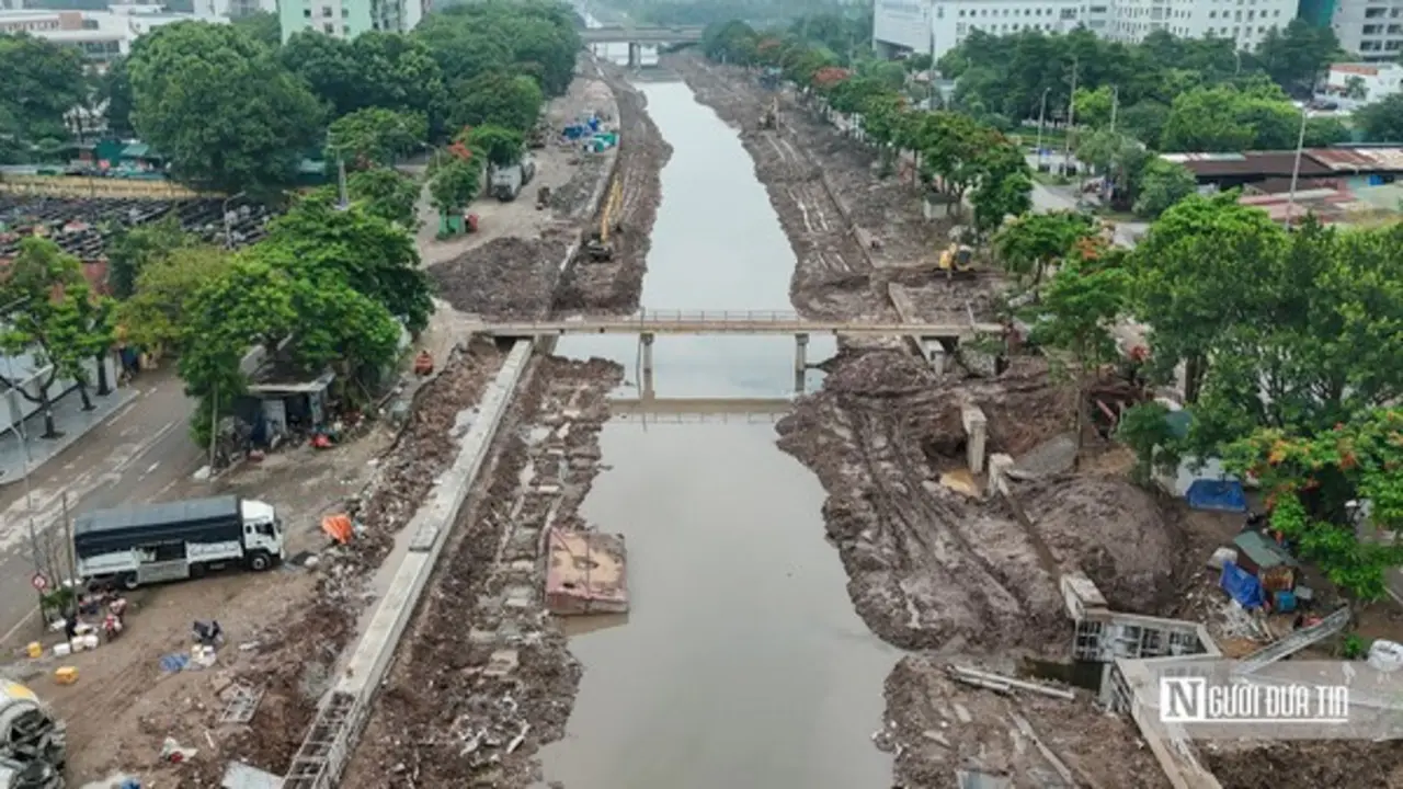 Hà Nội: Toàn cảnh tiến độ dự án cải tạo hạ lưu sông Kim Ngưu gần 700 tỷ đồng