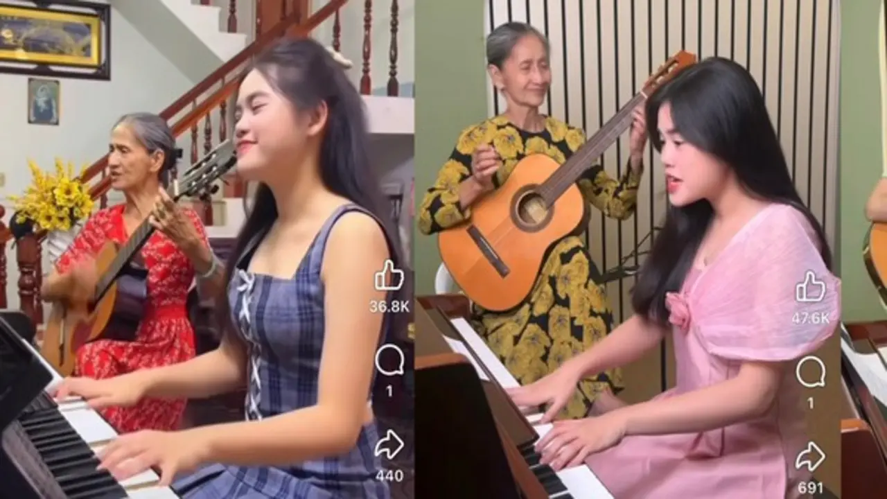 Hát cùng bà nội, cô gái 'triệu view' gây chú ý