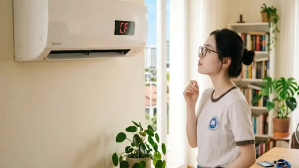 Ký hiệu 'CF' xuất hiện trên điều hòa cho biết điều gì?