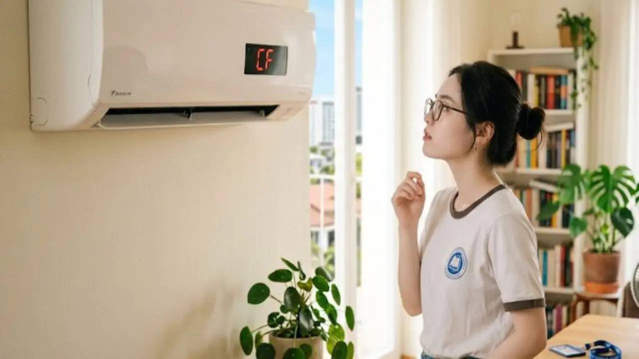 Ký hiệu 'CF' xuất hiện trên điều hòa cho biết điều gì?