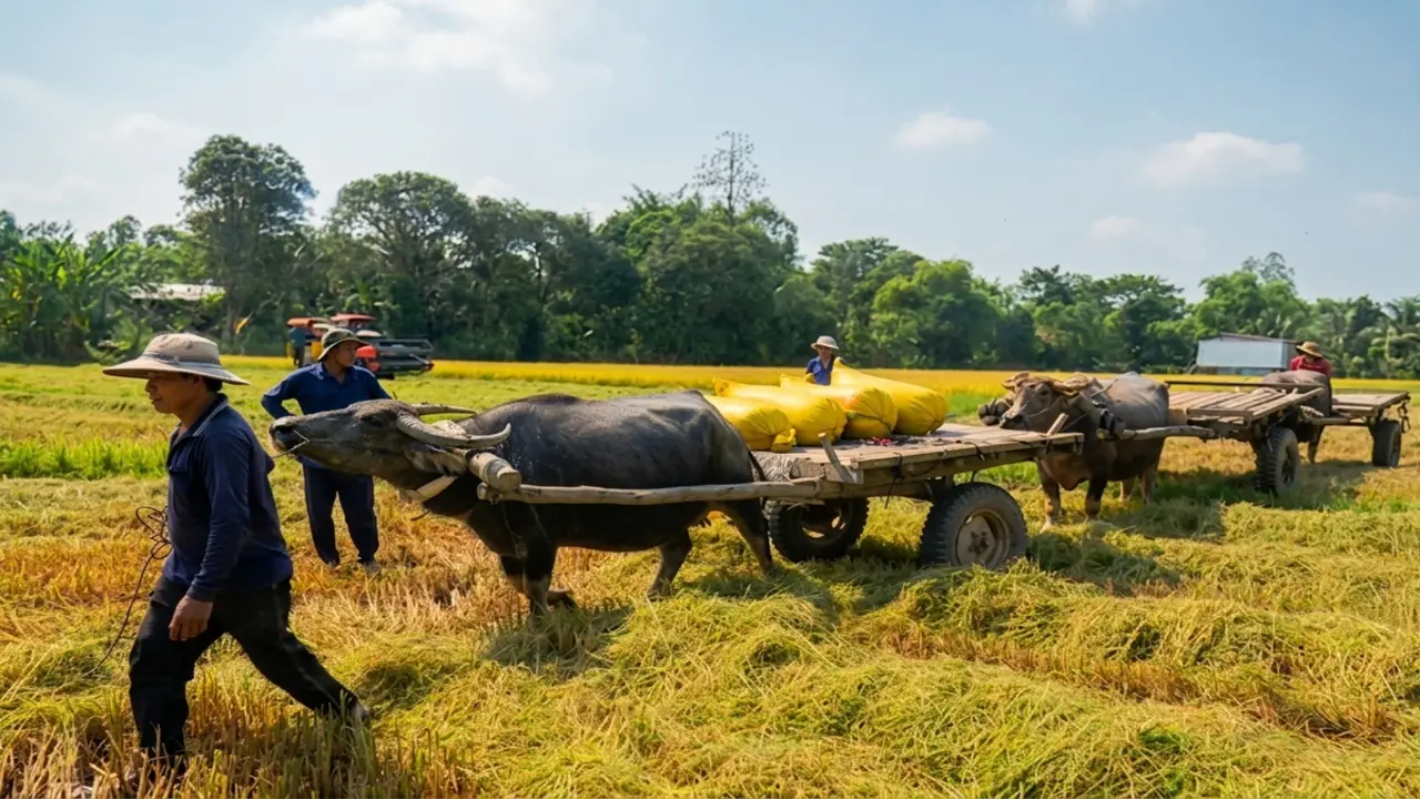 Mùa hè trên những cánh đồng xanh mướt, chôm chôm đỏ rực, măng cục tím rịm, sơ ri đỏ au