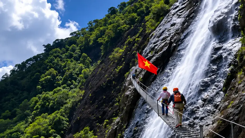 Nhà thám hiểm hang động cùng con gái 12 tuổi chinh phục thác cao 300m