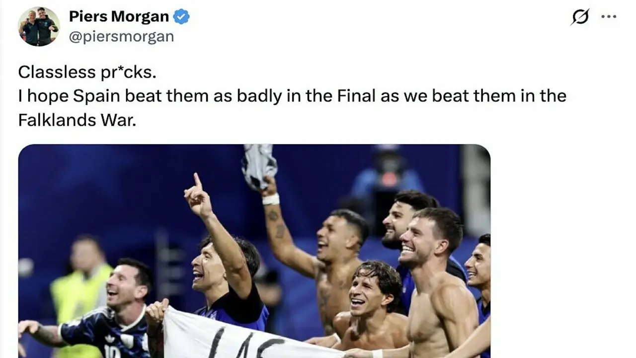 Piers Morgan: 'Mong Argentina thua như ở cuộc chiến Falklands'