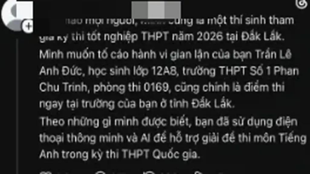 Sở GD-ĐT Đắk Lắk bác tin nam sinh dùng AI gian lận thi cử