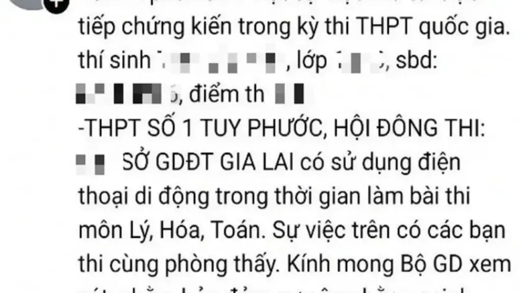 Thí sinh ở Gia Lai bị tố gian lận thi tốt nghiệp THPT, nhà trường nói gì?