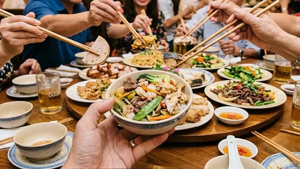 Tôi không ăn nữa khi cả bàn tiệc gắp thức ăn cho nhau
