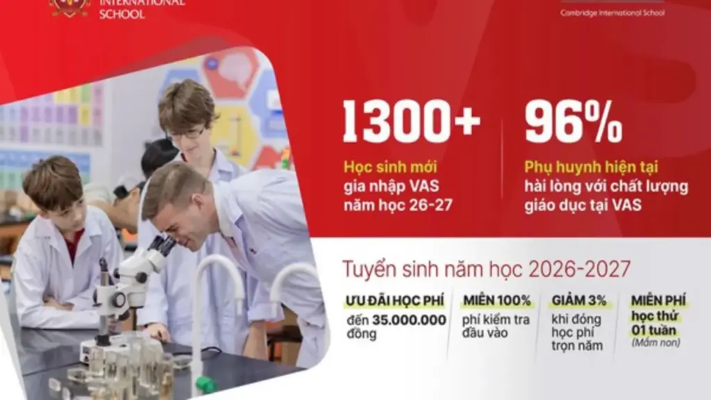 Ưu đãi cuối cùng tại Trường Quốc tế Việt Úc (VAS) trước năm học mới