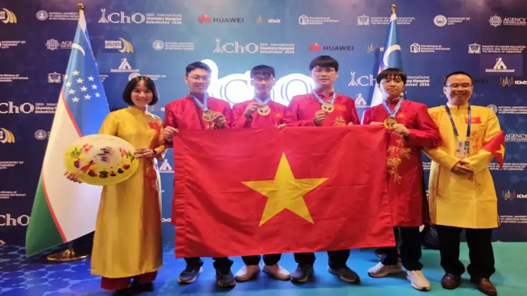 Việt Nam đạt 4 huy chương Vàng Olympic hóa học quốc tế