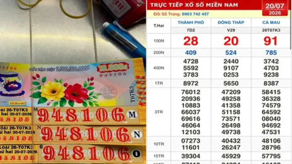 Xổ số miền Nam ngày 20 tháng 7: Mua cọc vé ngẫu nhiên, trúng đài Cà Mau