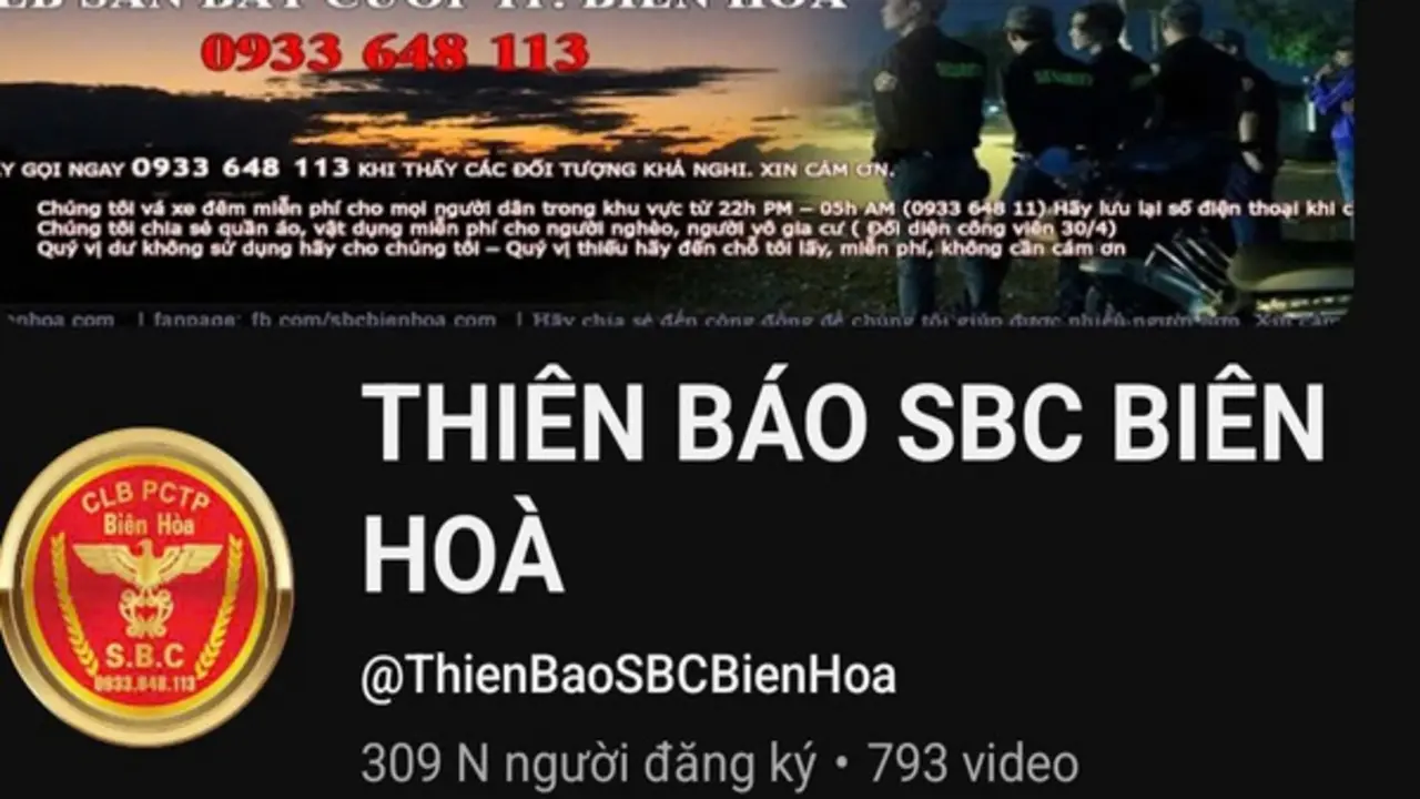 YouTube ‘THIÊN BÁO SBC BIÊN HÒA’ bị bắt